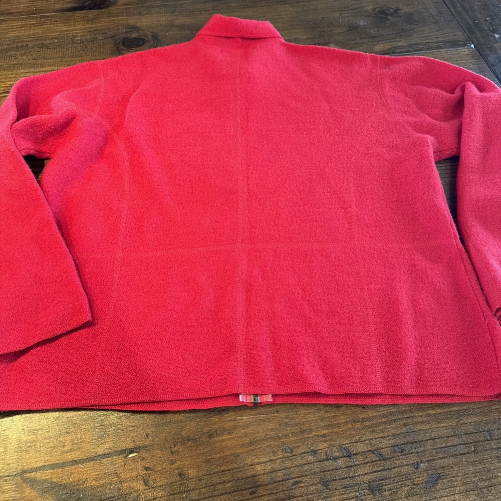 Vintage Tally-Ho 100% Wool Red Full Zip Jacket Sweater Women's XL Collared - Picture 6 of 7